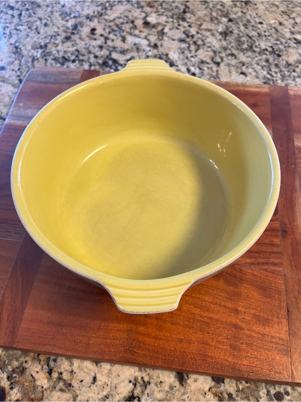 1930’s Hall Made For General Electric Grey Yellow Casserole Dish 8 .5”